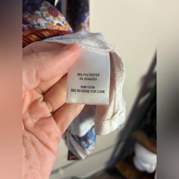 One World Tunic Top XL Sugar Skull Rhinestone Halloween 3/4 Sleeve Fall High Low - Picture 6 of 11